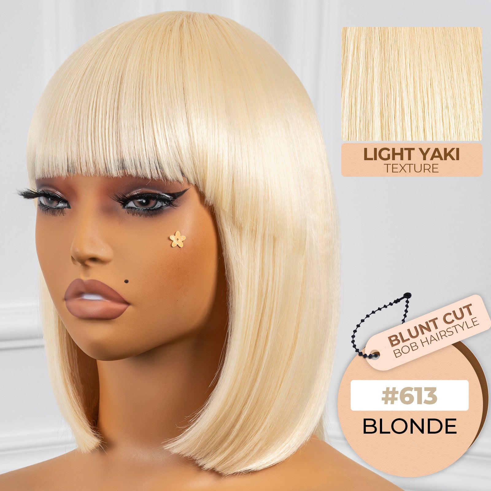 Toyotress Short Bob Synthetic Wigs | Blunt cut Natural Black Straight Wig with Bangs Synthetic Wig（612H+618）