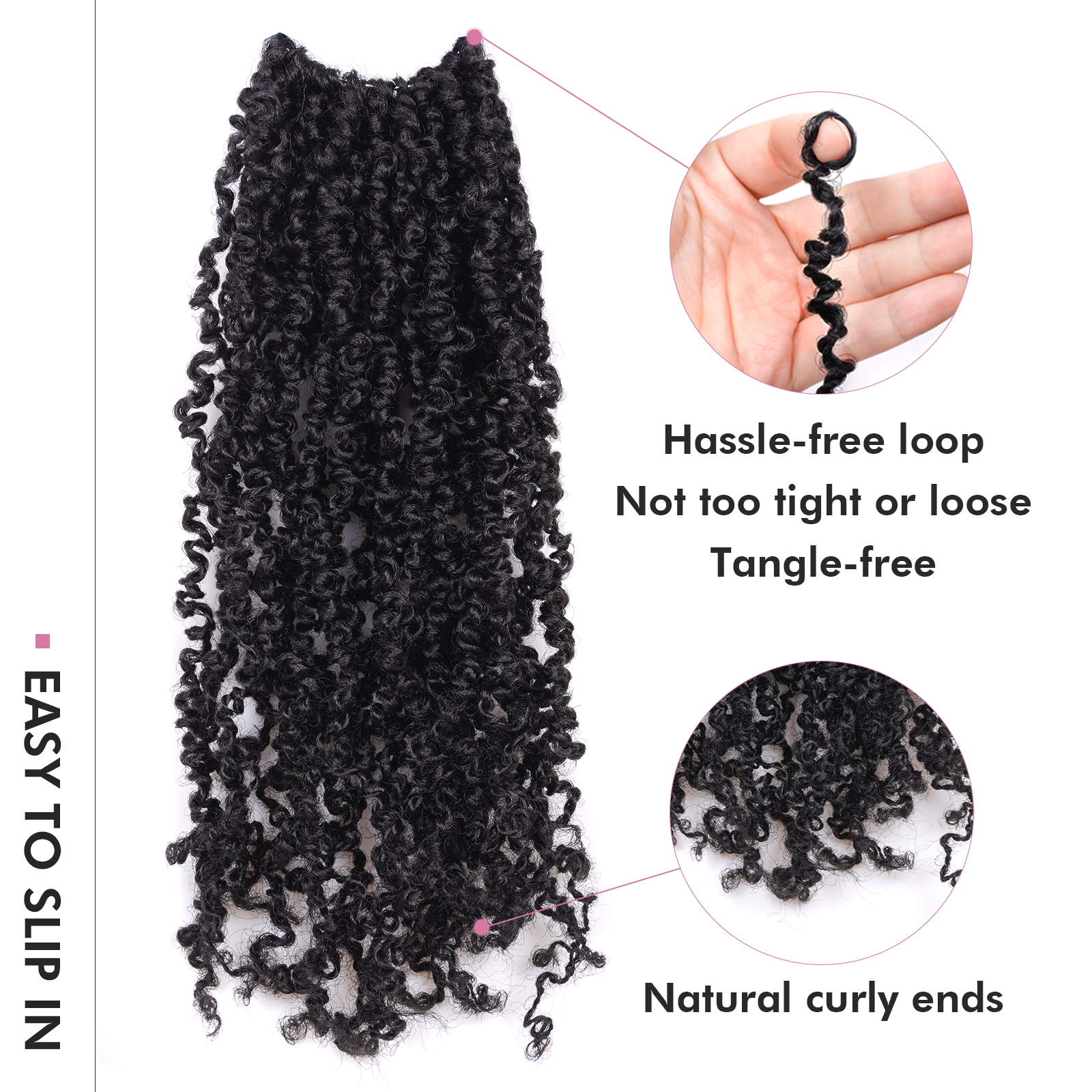 TOYOTRESS 8-16 Inch Yanky Twist 8 Packs | Yanky Twist Braiding Hair with Curls 8 Packs Fluffy Marlybob Crochet Hair Pre Twisted Short Passion Twist Crochet Braids Synthetic Hair Extensions for Women