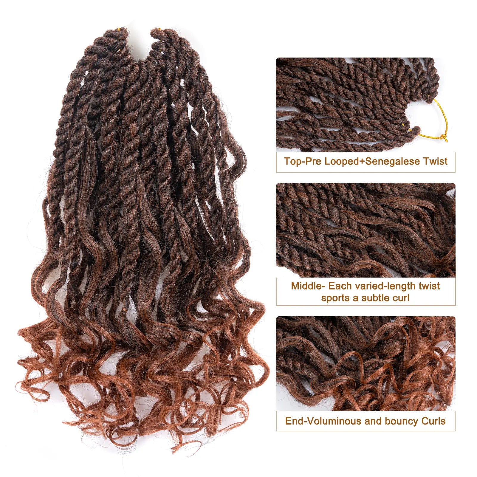 Toyotress Unique Boho Island Twist with Curls Crochet Hair 1 Pack | Crochet Senegalese Twist Pre Looped Senegalese Twist Braiding Hair Wth Curly Ends Crochet for women Toyotress