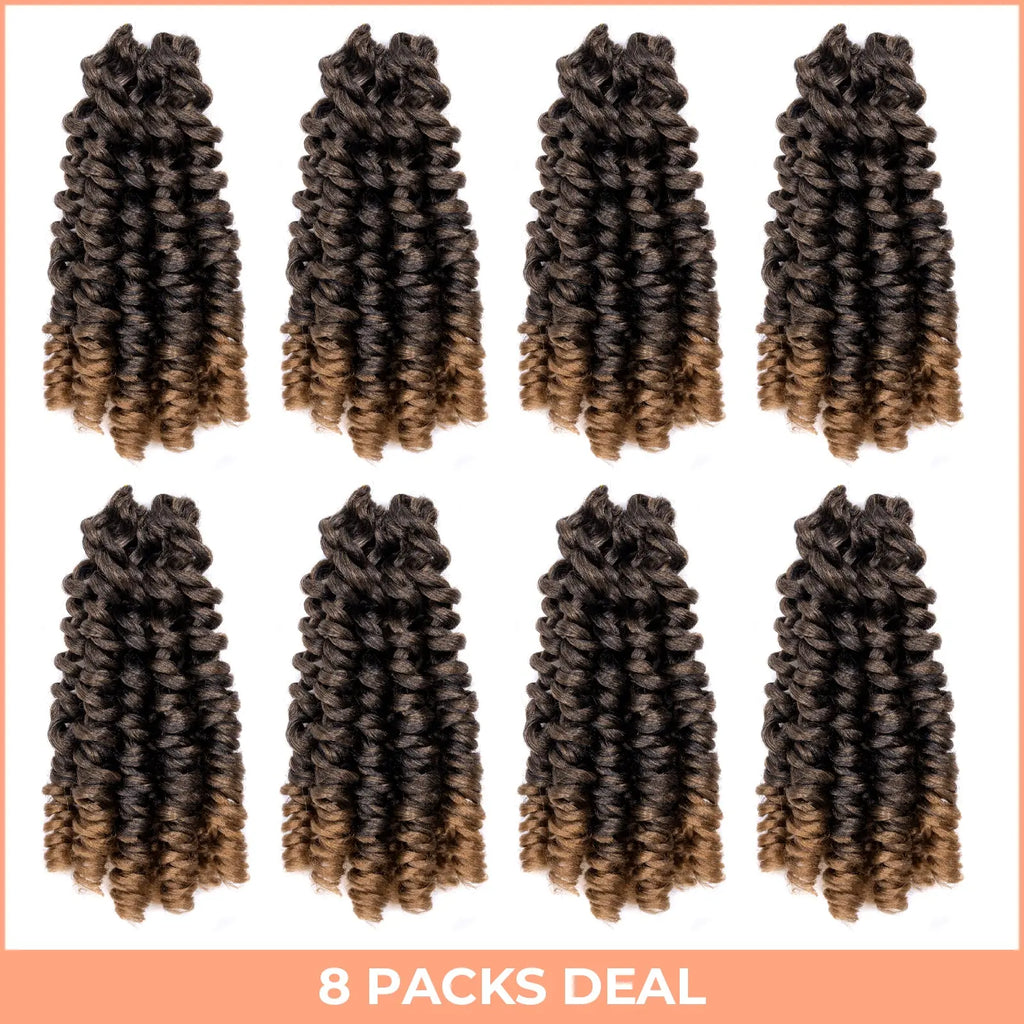 Clearance | Toyotress Wand Twist Crochet Hair | 10-12 Inch Natural Black Pre-twisted Jamaican Bounce Wand Twist Crochet Braids Synthetic Braiding Hair Extensions Toyotress