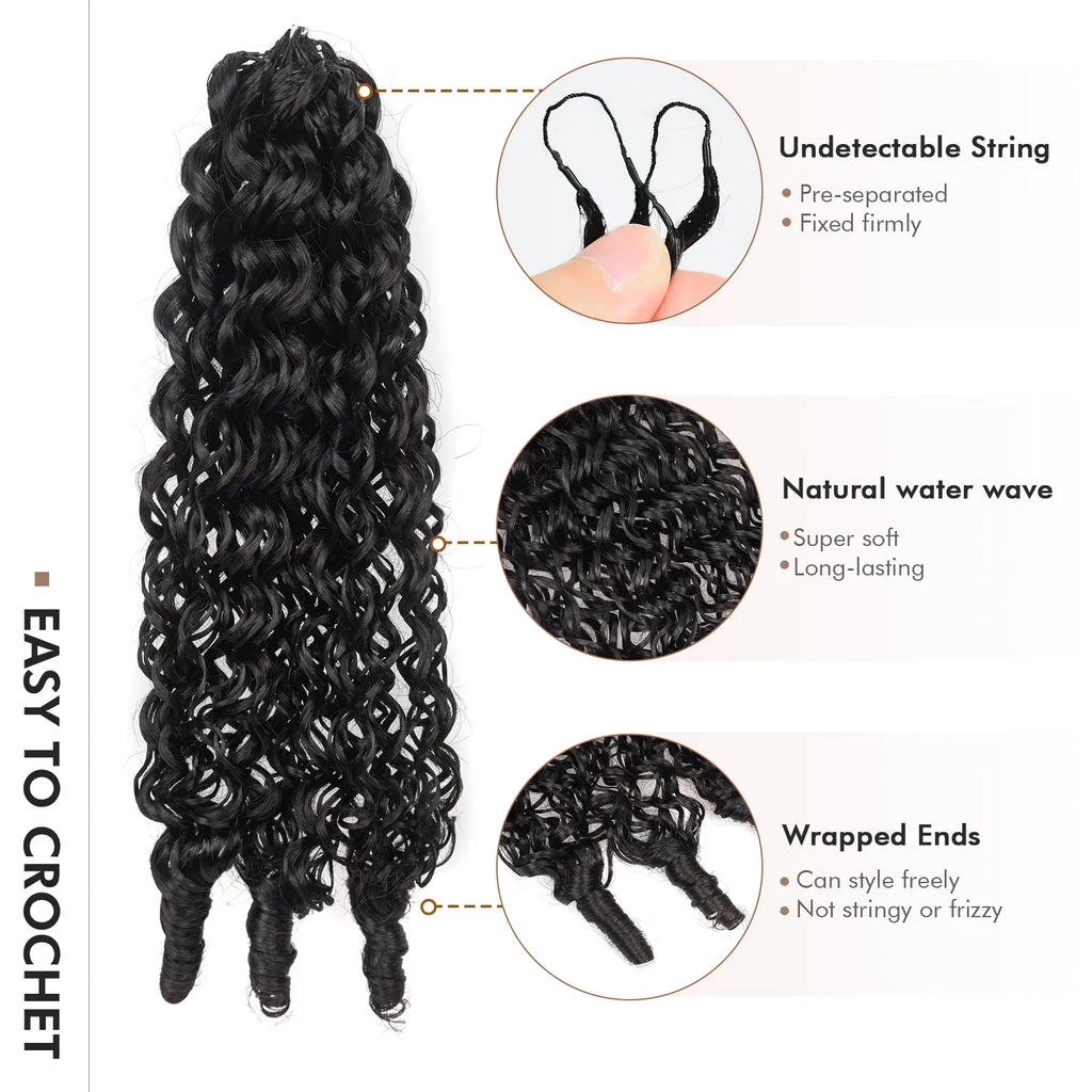 Toyotress® Human Crochet Hair Burmese Curly Hair Feather-Line Invisible Knotless Braiding Hair Extensions Toyotress