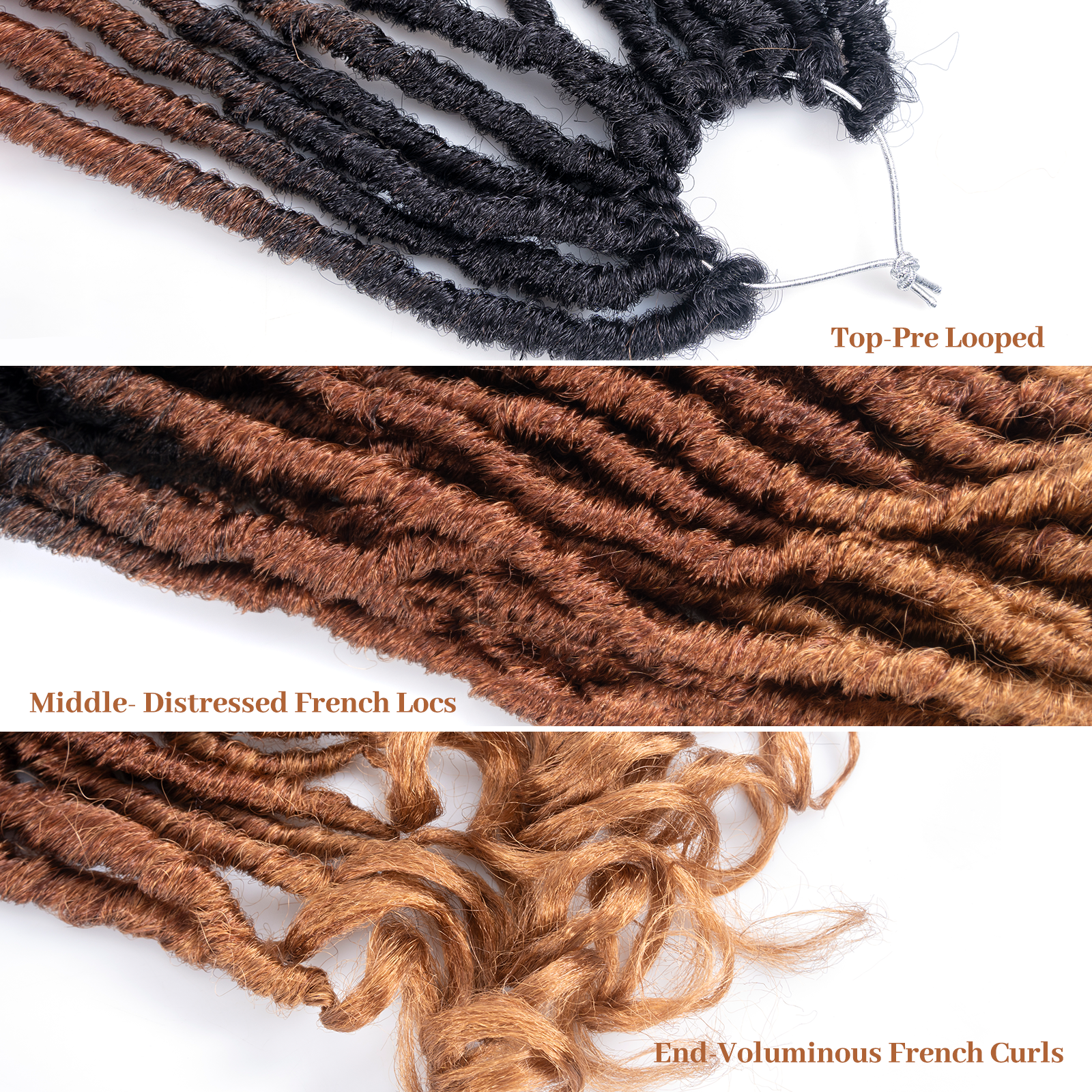 Toyotress Unique French Curl Locs Crochet 14-18