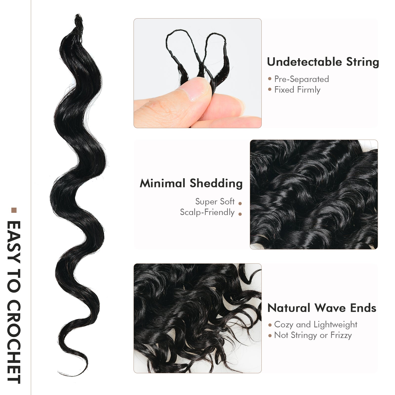 Toyotress® Knotless Pre-Separated Crochet Hair Extensions Human Hair Ocean Wave Body Wave Toyotress