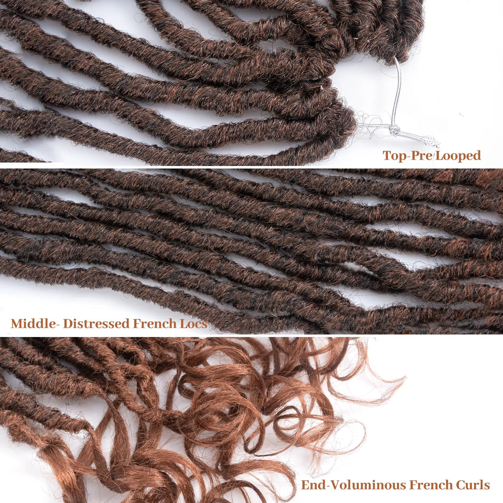 ( US ONLY) FAST SHIPPING FC | Toyotress® French Curl Locs Crochet Hair Curly Faux Locs 8 Packs Black Pre-Looped Crochet Hair with Curly ends Crochet Hair with Soft Curly Wave Ends Hair Extensions Toyotress