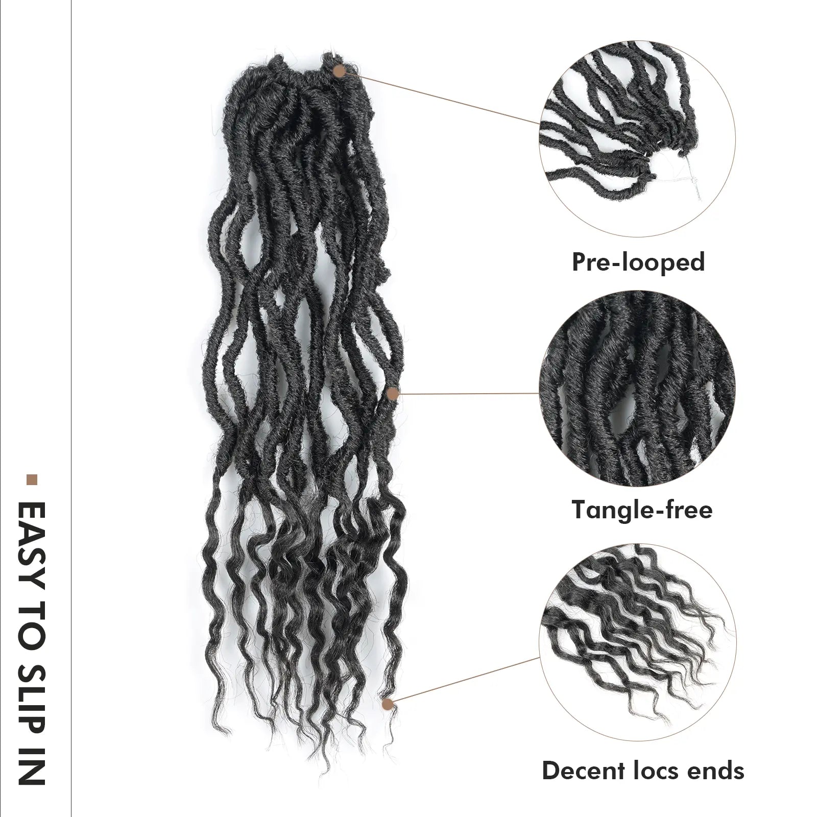 Toyotress Faux Locs With Curly Ends Goddess Locs Crochet Hair Curly Faux Locs Crochet Hair Wavy Nu Locs with Curly Ends Synthetic Braiding Hair