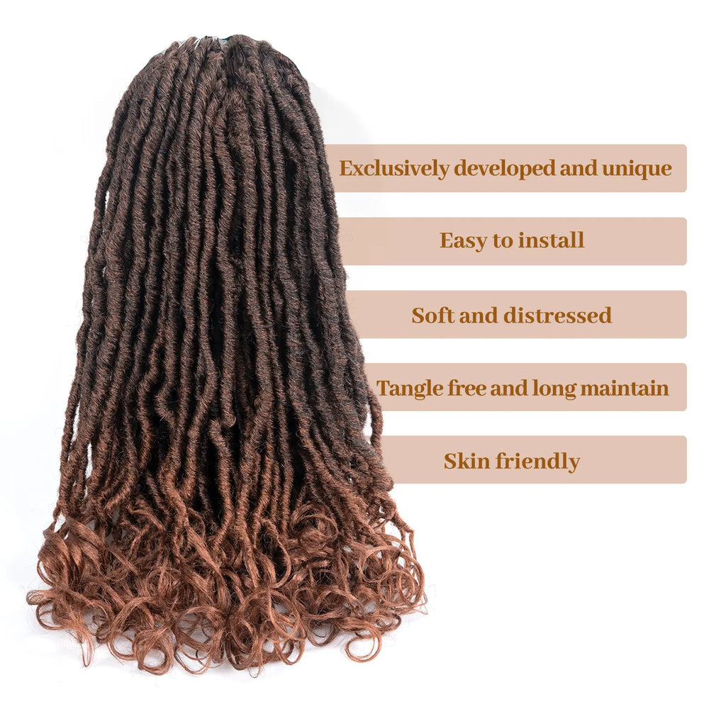 ( US ONLY) FAST SHIPPING FC | Toyotress® French Curl Locs Crochet Hair Curly Faux Locs 8 Packs Black Pre-Looped Crochet Hair with Curly ends Crochet Hair with Soft Curly Wave Ends Hair Extensions Toyotress