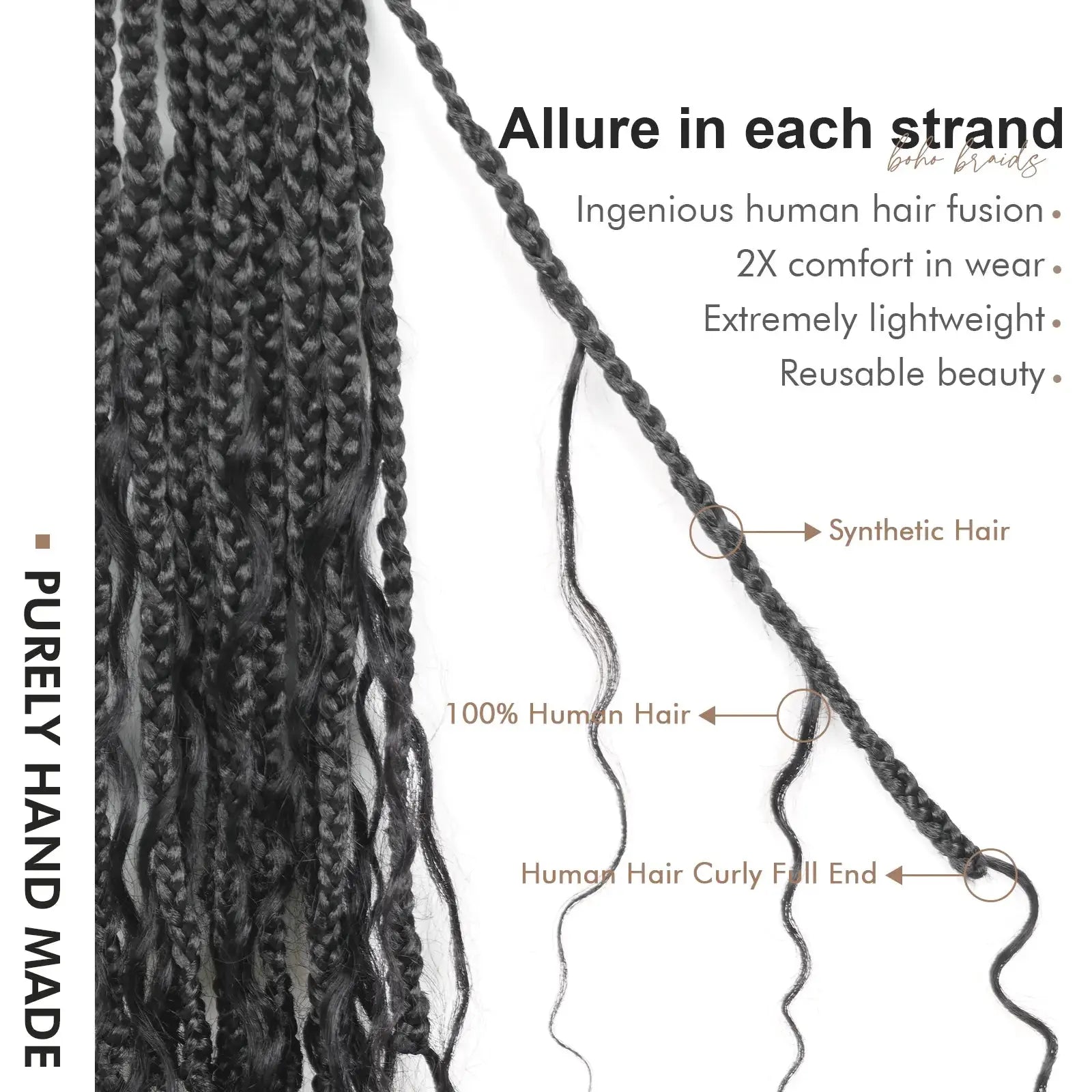 Toyotress Boho Box Braids with Human Hair Curls Protective Hairstyle Crochet Hair Extensions