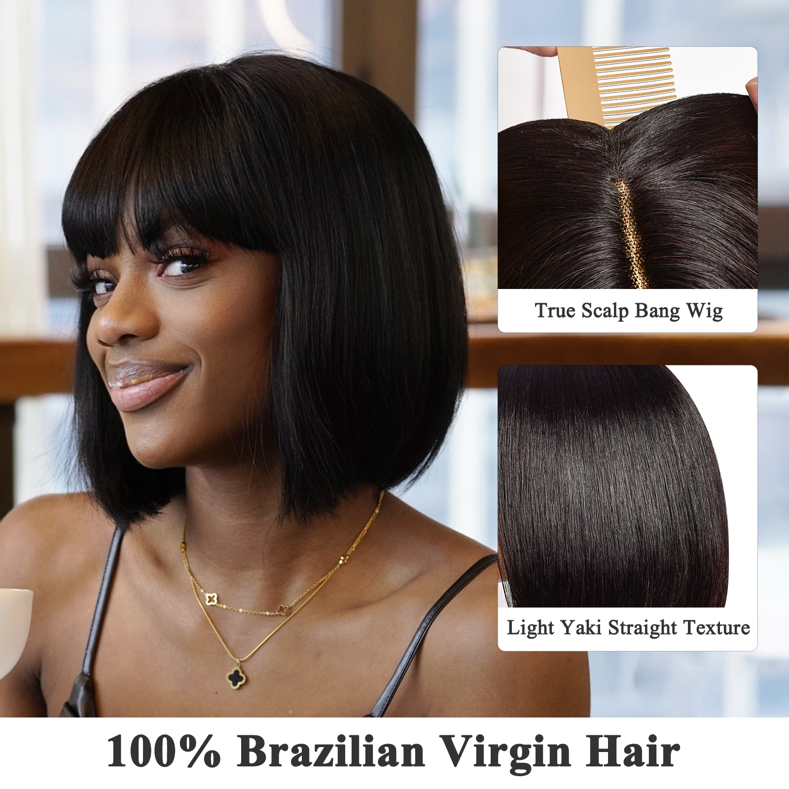 Toyotress Human Hair Bob Wigs 10 Inch Blunt Cut Short Black Bob Wigs