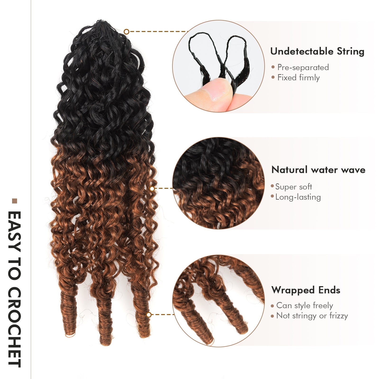 Toyotress® Human Crochet Hair Burmese Curly Hair Feather-Line Invisible Knotless Braiding Hair Extensions Toyotress