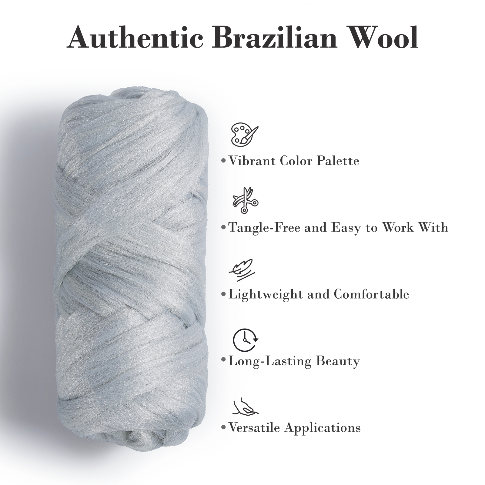 Authentic Brazilian Wool Hair Yarn for Braids (Black)