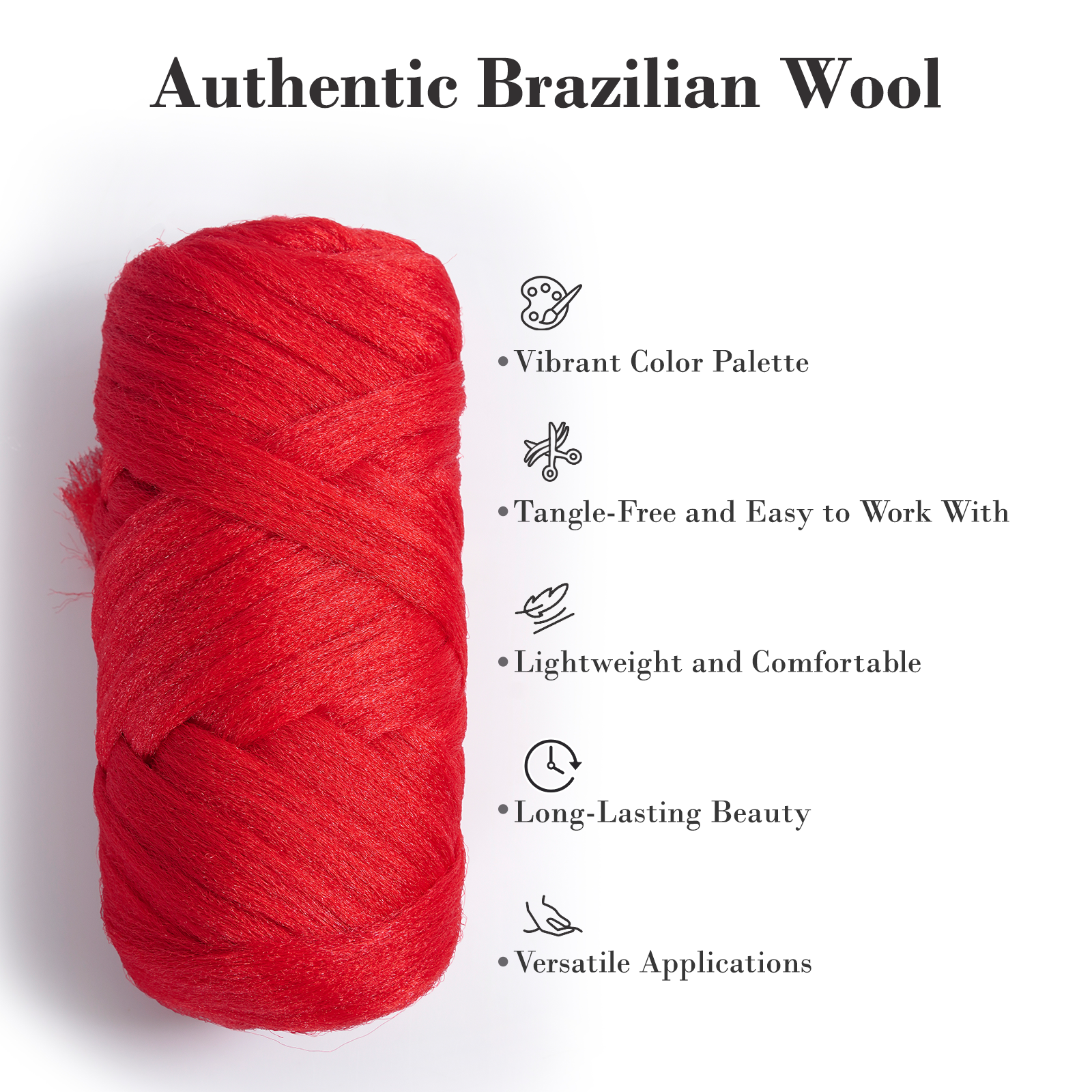 Toyotress 4 Roll Natural Black Brazilian Wool Hair Acrylic Yarn for African Crochet Hair Jumbo Braids Senegalese Twisting Knitting Hair Braids Faux locs Spiral Corkscrews Braids Twist
