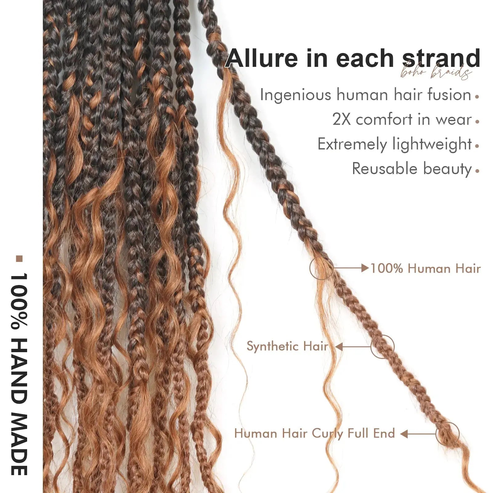 Toyotress Boho Box Braids with Human Hair Curls Protective Hairstyle Crochet Hair Extensions