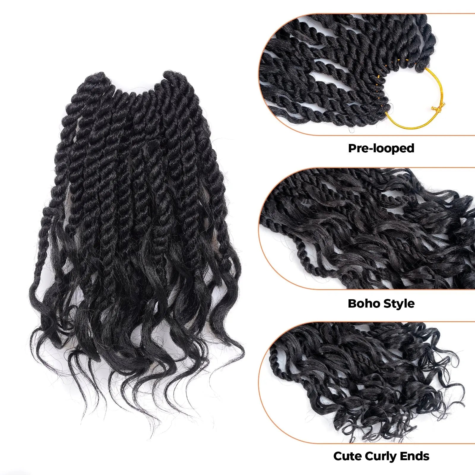 ( US ONLY) FAST SHIPPING ISLAND TWIST | Toyotress® Boho Island Twist Crochet Hair - 8 Packs Short Bob Ombre Brown Boho Havana Twist Crochet Braids Synthetic Braiding Hair Toyotress