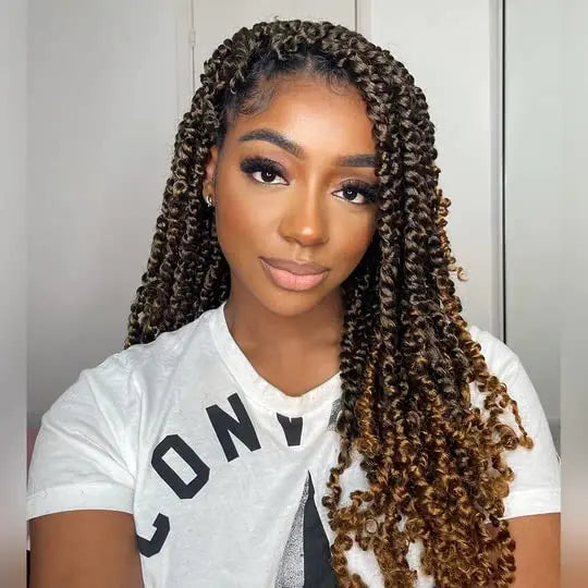 Clearance | TOYOTRESS Water Wave Passion Twist Hair 6/7 Packs - Ombre Orange Water Wave Crochet Braids Synthetic Braiding Hair Extensions Toyotress