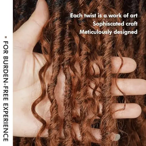 ( US ONLY) FAST SHIPPING Boho Human Hair Locs | Toyotress® Boho Human Hair Locs - 8 Packs Pre-Looped Crochet Locs With Human Hair Curls, Ombre Brown Human Hair Locs With Curly Ends Braiding Hair Extensions Toyotress