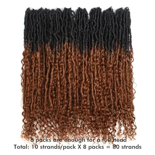 ( US ONLY) FAST SHIPPING Boho Human Hair Locs | Toyotress® Boho Human Hair Locs - 8 Packs Pre-Looped Crochet Locs With Human Hair Curls, Ombre Brown Human Hair Locs With Curly Ends Braiding Hair Extensions Toyotress
