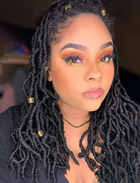 ( US ONLY) FAST SHIPPING FL | Toyotress® Faux Locs Crochet Hair - Soft Natural Ombre Brown Long Pre-looped Faux Locs Crochet Braids, Curly Wavy Synthetic Braiding Hair Extensions Toyotress