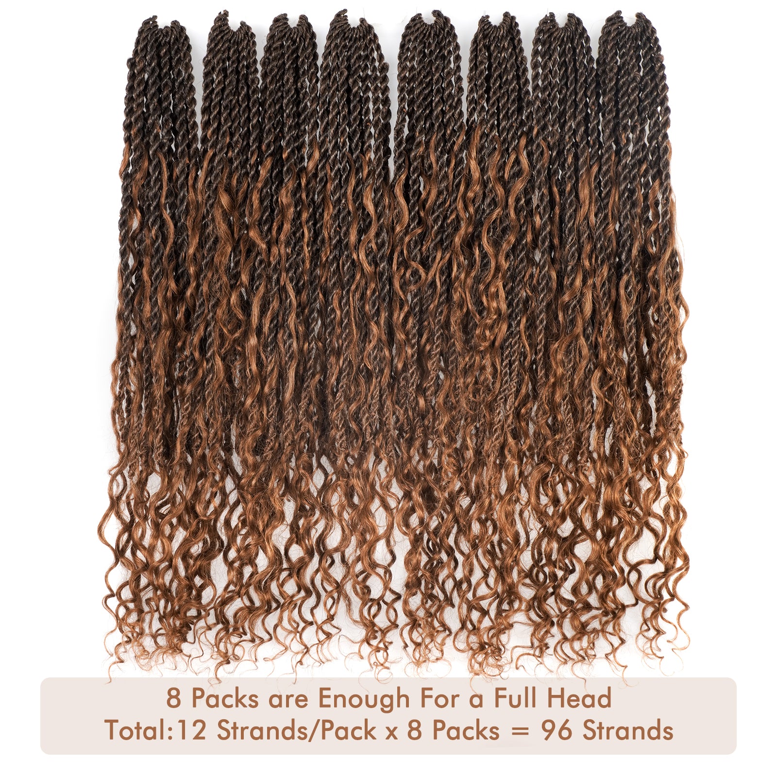 8 Packs HBIT | Toyotress Boho Island Twist with Human Hair Curls Crochet Hair | Crochet Senegalese Twist Pre Looped Braiding Hair With Human Hair Curly Ends