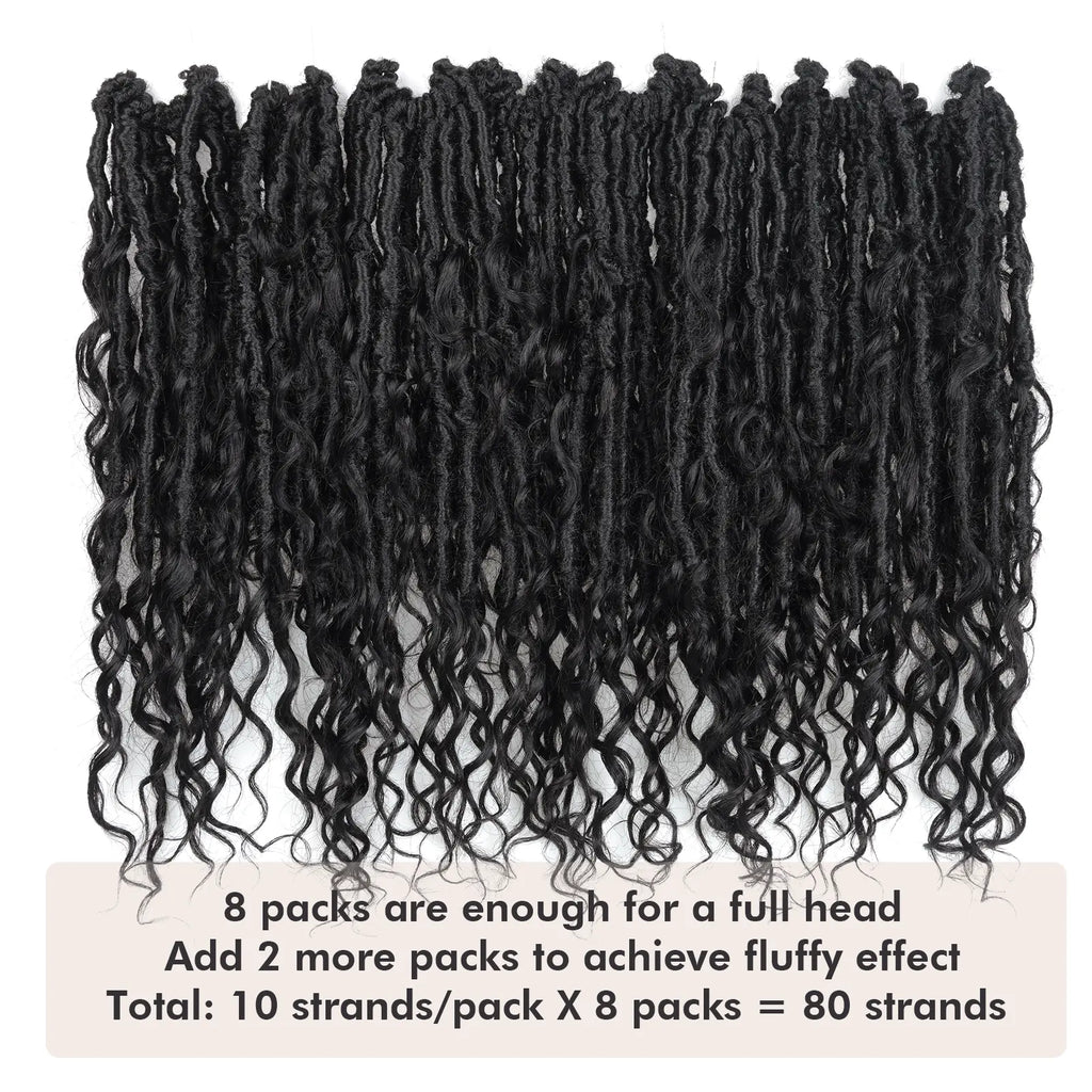 Toyotress Crochet Boho Locs Braiding Hair With Human Hair Curls Pre Looped Goddess Boho Dreadlocks Curly Full Ends Hair Extensions