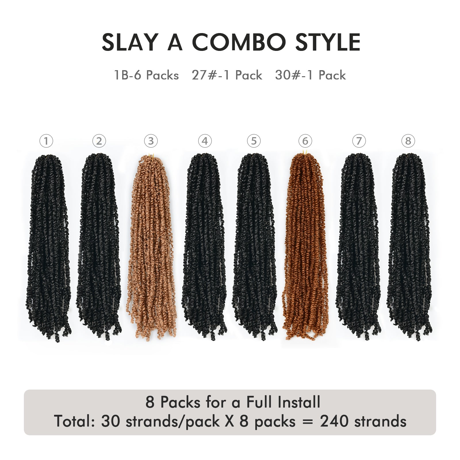( US ONLY) FAST SHIPPING MKT 丨ToyoTress Micro Kinky Twist Crochet Hair - 8 Packs (240 Strands) Natural Black Mini Spring Passion Twist Crochet Braids Synthetic Braiding Hair Extensions