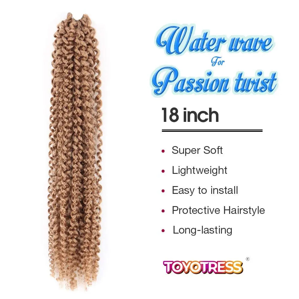 Clearance | TOYOTRESS Water Wave Passion Twist Hair 6/7 Packs - Ombre Orange Water Wave Crochet Braids Synthetic Braiding Hair Extensions Toyotress