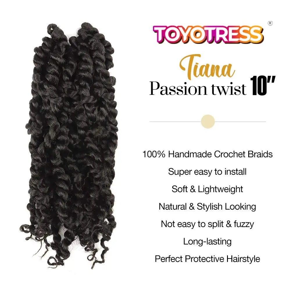 Toyotress Tiana Passion Twist Hair Pre-Twisted Pre-Looped Passion Twists Crochet Braids Made Of Bohemian Hair Synthetic Braiding Hair Extension