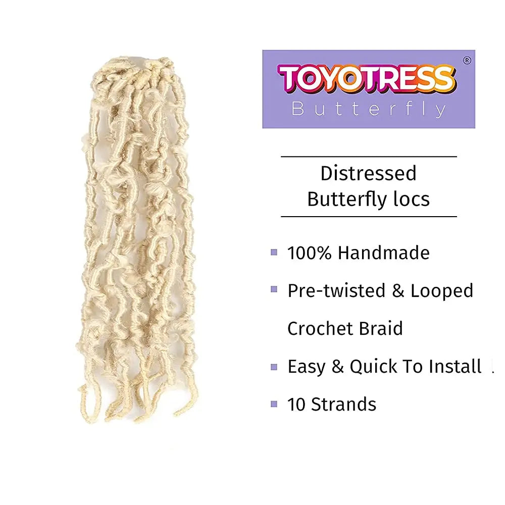 ( US ONLY) FAST SHIPPING DBL | Toyotress® Butterfly Locs Pre-Looped Distressed Locs Braiding Synthetic Crochet Hair Extensions Toyotress