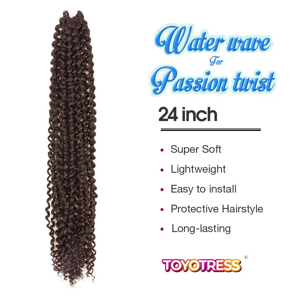 Clearance | TOYOTRESS Water Wave Passion Twist Hair 6/7 Packs - Ombre Orange Water Wave Crochet Braids Synthetic Braiding Hair Extensions Toyotress