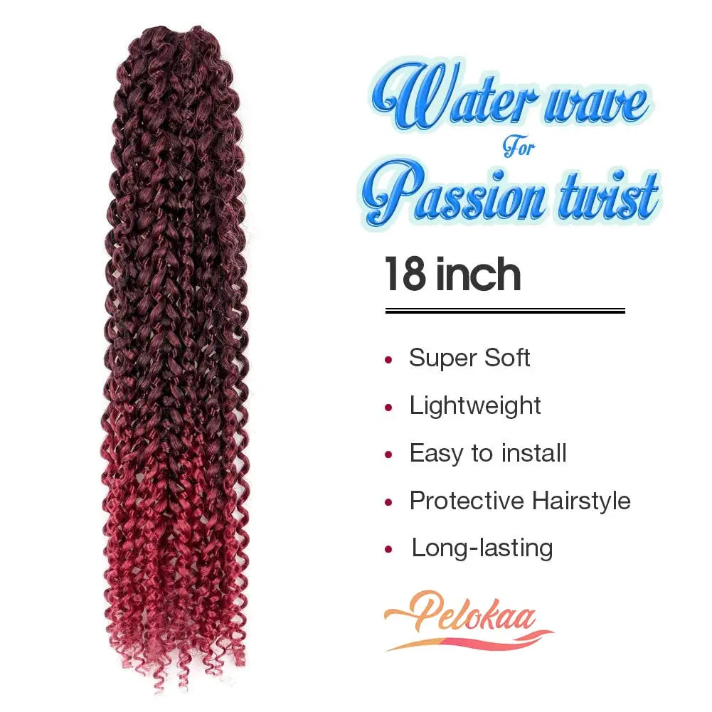 Clearance | TOYOTRESS Water Wave Passion Twist Hair 6/7 Packs - Ombre Orange Water Wave Crochet Braids Synthetic Braiding Hair Extensions Toyotress