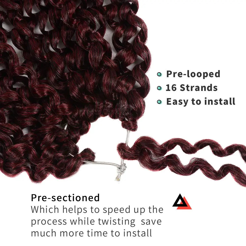 Clearance | TOYOTRESS Water Wave Passion Twist Hair 6/7 Packs - Ombre Orange Water Wave Crochet Braids Synthetic Braiding Hair Extensions Toyotress