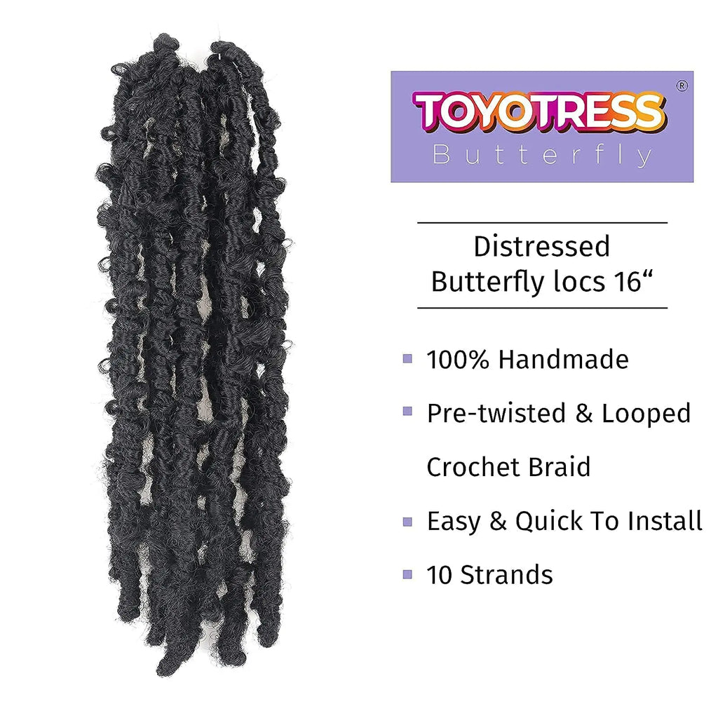 ( US ONLY) FAST SHIPPING DBL | Toyotress® Butterfly Locs Pre-Looped Distressed Locs Braiding Synthetic Crochet Hair Extensions Toyotress