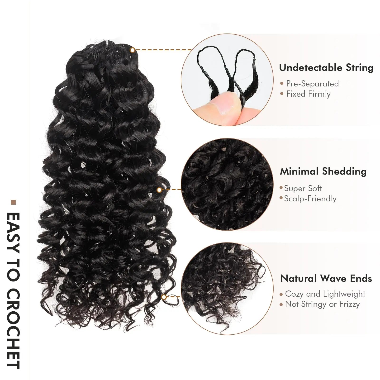 ( US ONLY) FAST SHIPPING丨ToyoTress Human Crochet Hair Kinky Curly - Feather-Line Invisible Knotless Crochet Human Hair For Black Women Brown Highlight Braiding Hair Toyotress