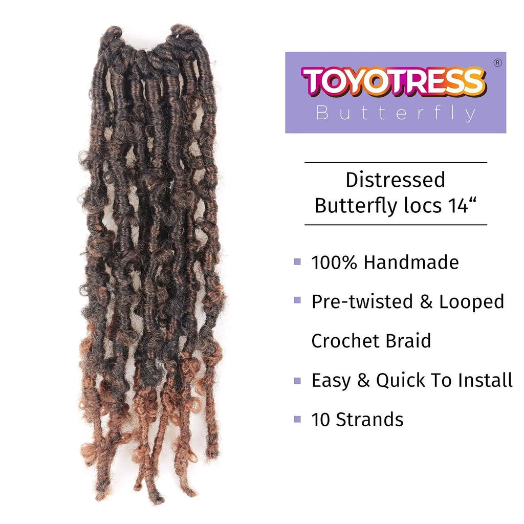 ( US ONLY) FAST SHIPPING DBL | Toyotress® Butterfly Locs Pre-Looped Distressed Locs Braiding Synthetic Crochet Hair Extensions Toyotress