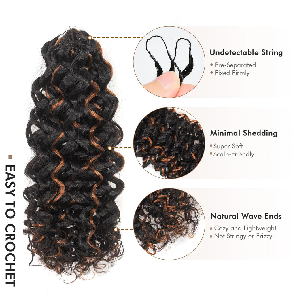 ( US ONLY) FAST SHIPPING丨ToyoTress Human Crochet Hair Kinky Curly - Feather-Line Invisible Knotless Crochet Human Hair For Black Women Brown Highlight Braiding Hair Toyotress