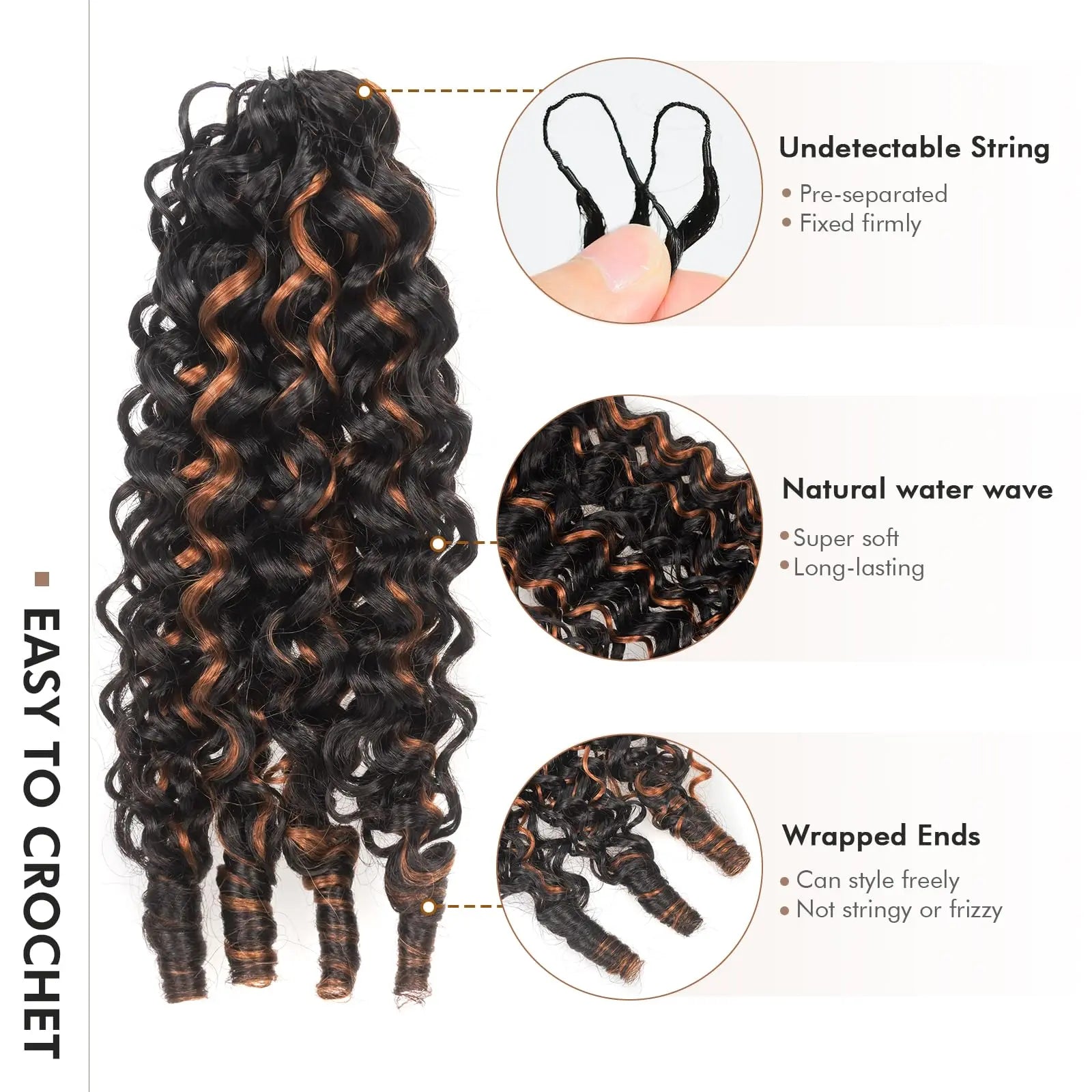 ( US ONLY) FAST SHIPPING HBC丨ToyoTress Burmese Curly Crochet Human Hair - Feather-Line Invisible Knotless Crochet Human Hair Brown Highlight Braiding Hair Toyotress