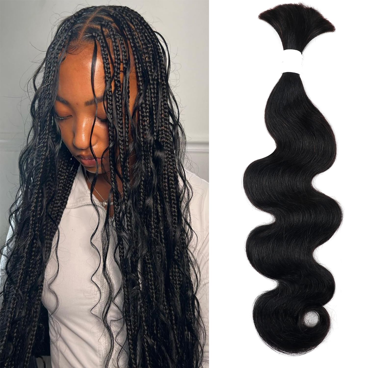  Deep Wave Bulk Human Hair For Braiding 20 Inch 1 Bundles  100% Unprocessed Brazilian Virgin Human Hair Extensions Micro Braiding  Human Hair 50gP4/30