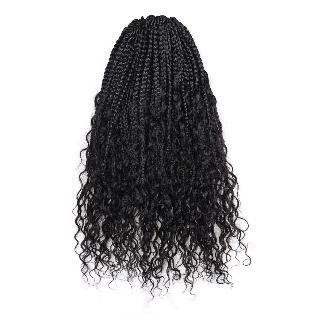 ( US ONLY) FAST SHIPPING HB | Toyotress® Boho Braids With Human Hair Curls Handmade Pre-Looped Crochet Boho Box Braids (96 Strands In All) Toyotress