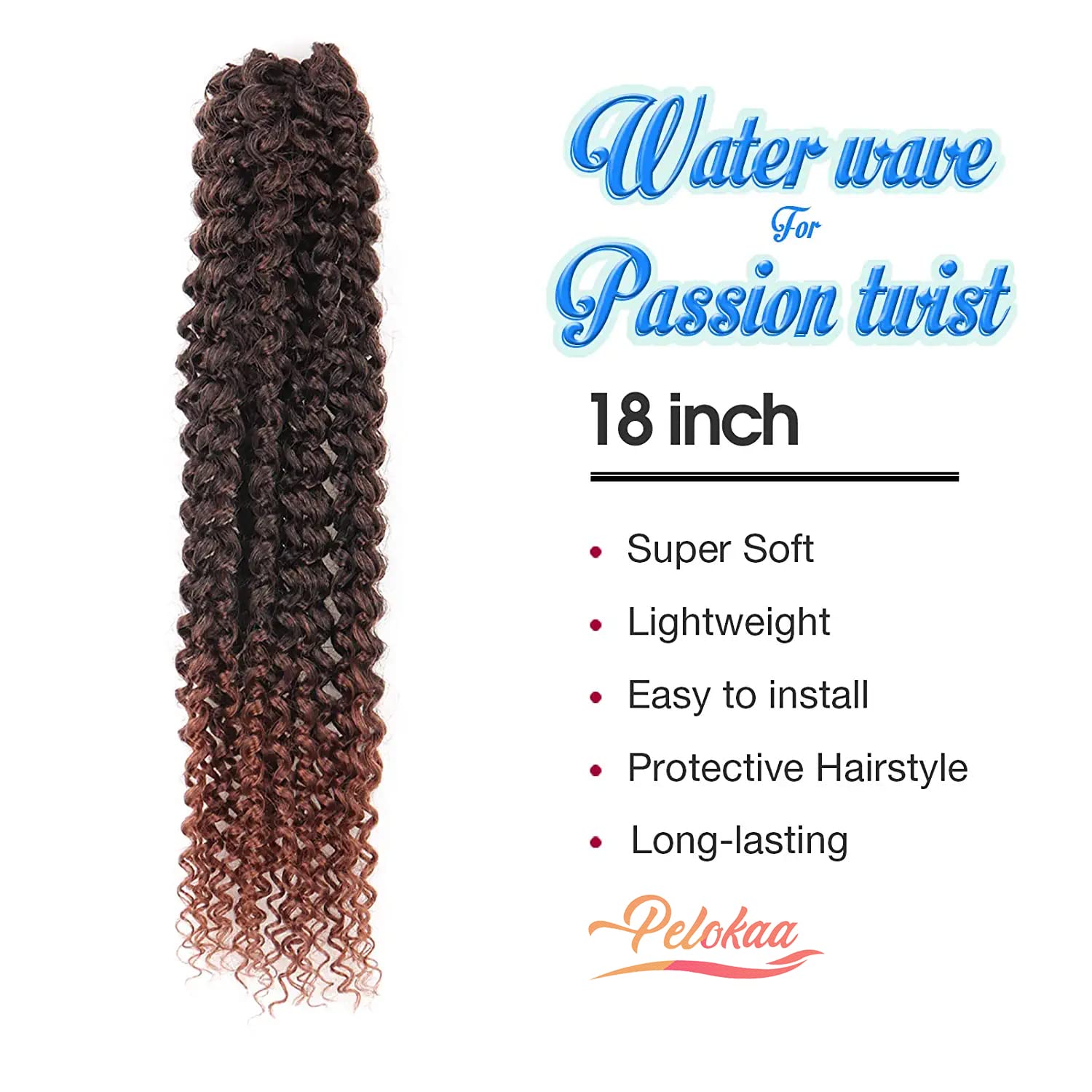 TOYOTRESS Water Wave Passion Twist Hair - Ombre Orange Water Wave Crochet Braids Synthetic Braiding Hair Extensions