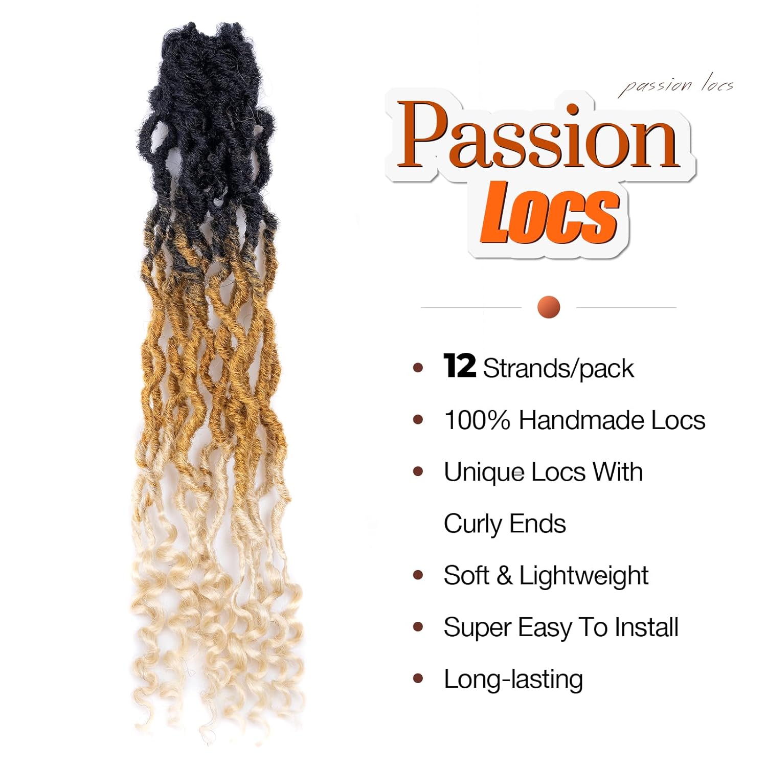 Toyotress Passion Locs Crochet Hair 10-18 Inch| Pre-Looped Handmade Curly Hair Crochet Synthetic Braiding Hair