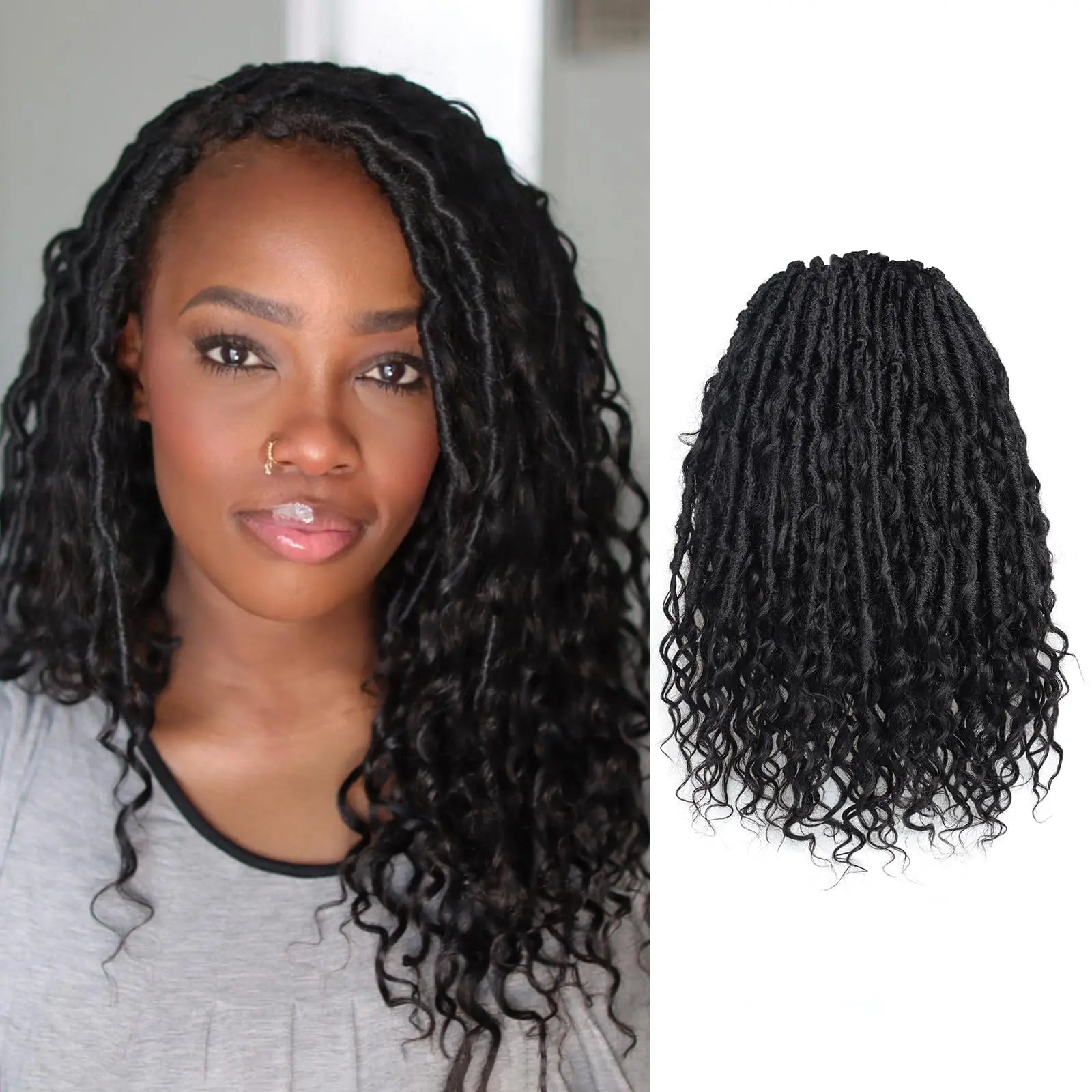 ( US ONLY) FAST SHIPPING PHLocs | Toyotress® Updated Boho Locs With Human Hair Curls Pre Looped Goddess Boho Dreadlocks Curly Ends Hair Extensions Toyotress
