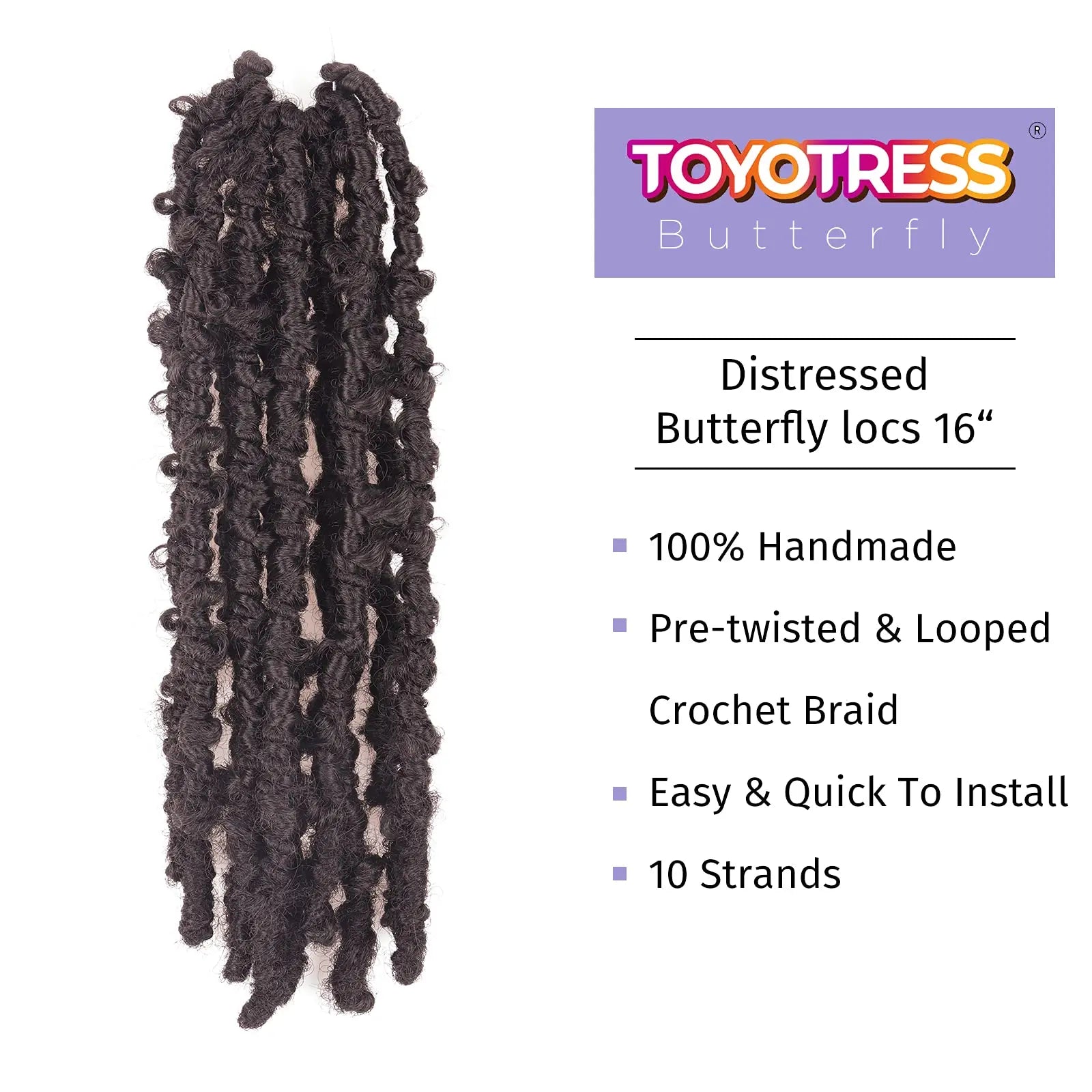 Toyotress Distressed Butterfly Locs Pre-twisted Distressed Synthetic Crochet Hair