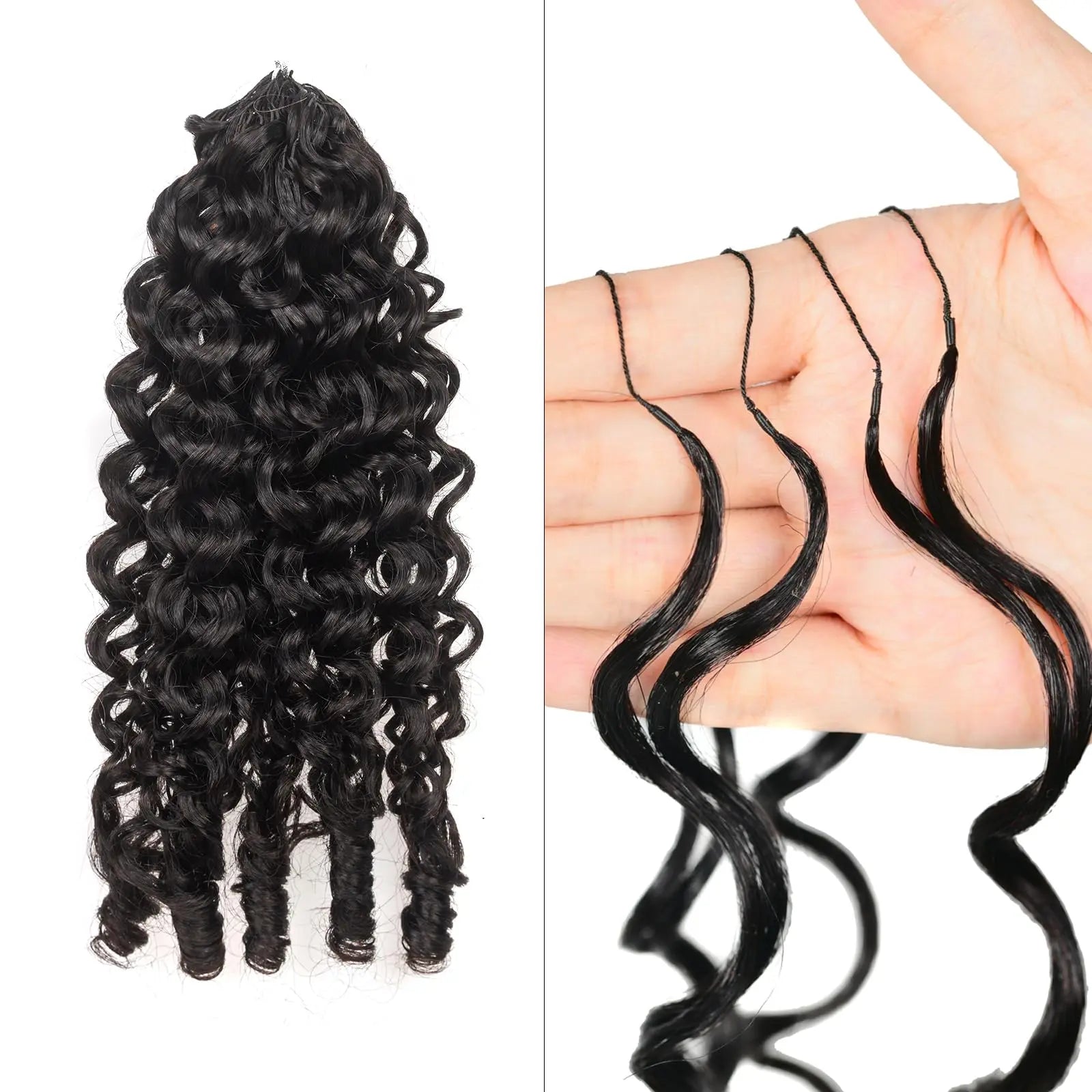 ( US ONLY) FAST SHIPPING HBC丨ToyoTress Burmese Curly Crochet Human Hair - Feather-Line Invisible Knotless Crochet Human Hair Brown Highlight Braiding Hair Toyotress