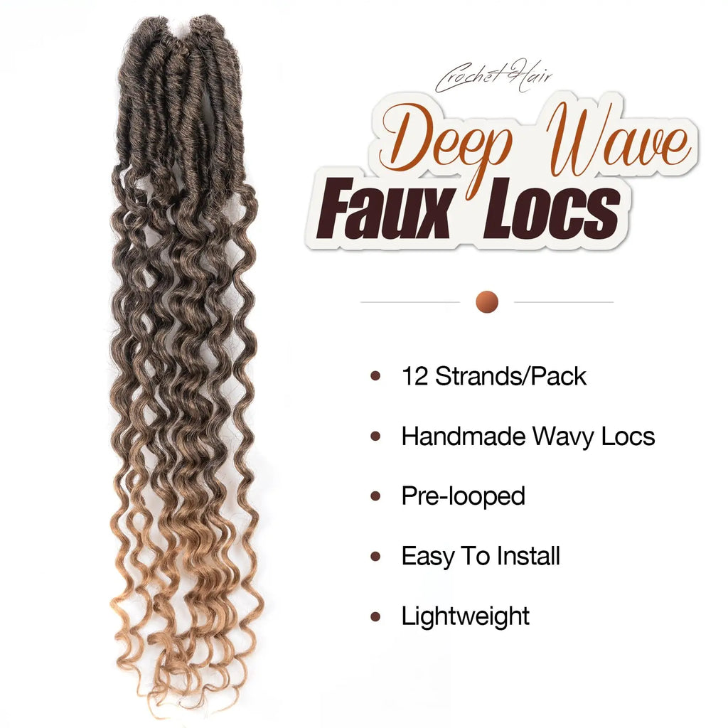 ( US ONLY) FAST SHIPPING DTL | Toyotress® Unique Deep Wave Locs Crochet French Locs With Long Curly Ends Crochet Hair Pre Looped Deep Wave Locs Braiding Hair For Women Toyotress