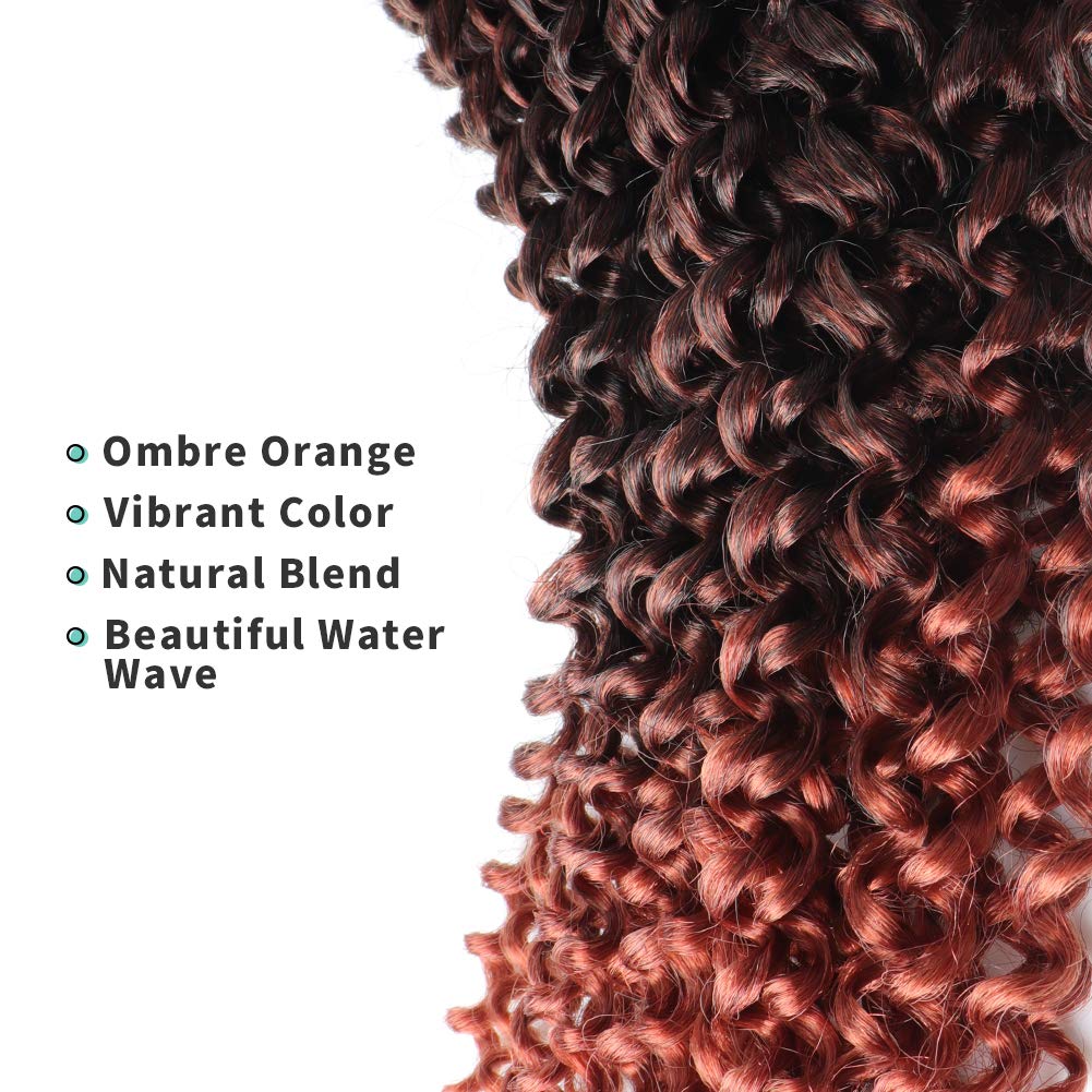 TOYOTRESS Water Wave Passion Twist Hair - Ombre Orange Water Wave Crochet Braids Synthetic Braiding Hair Extensions