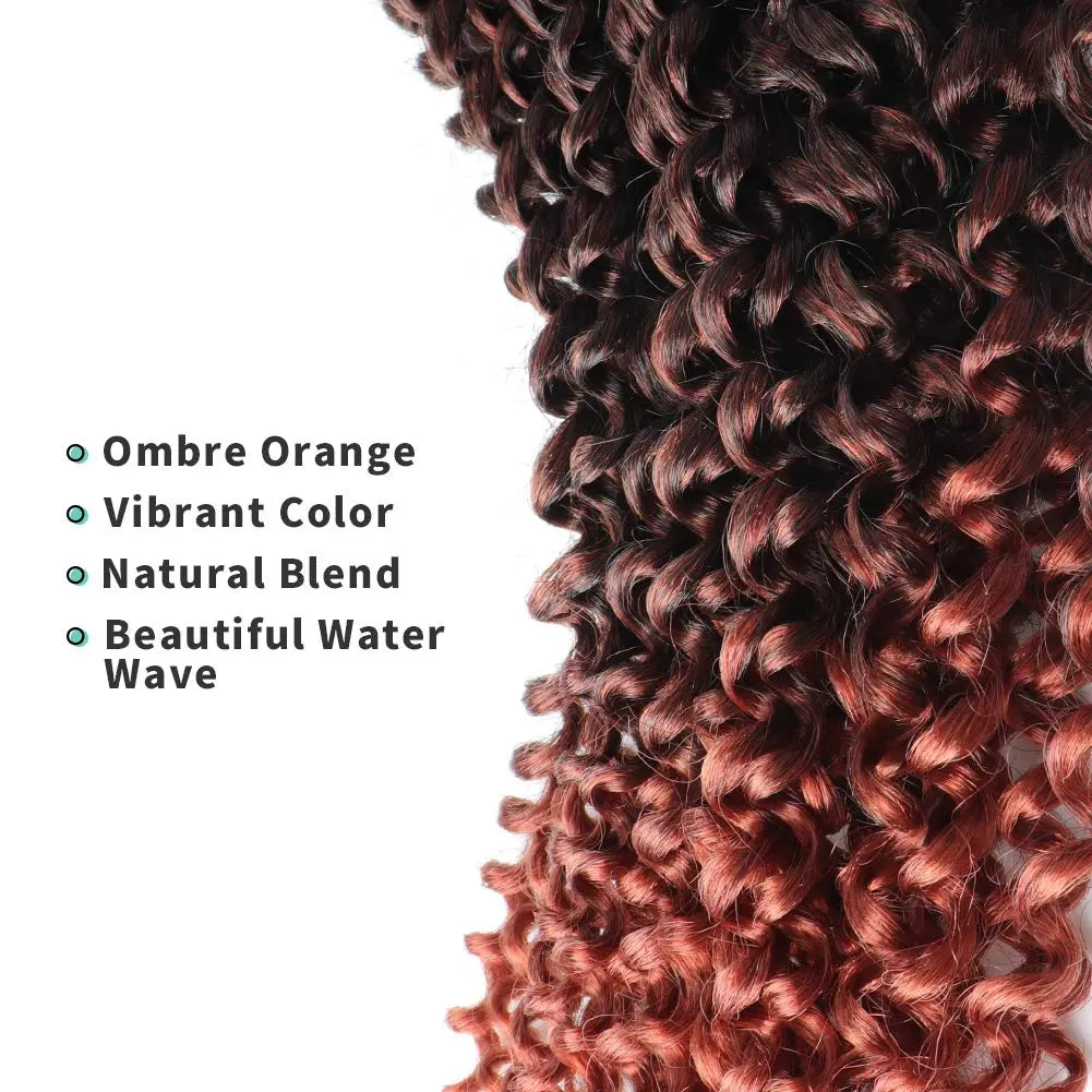 Clearance | TOYOTRESS Water Wave Passion Twist Hair 6/7 Packs - Ombre Orange Water Wave Crochet Braids Synthetic Braiding Hair Extensions Toyotress