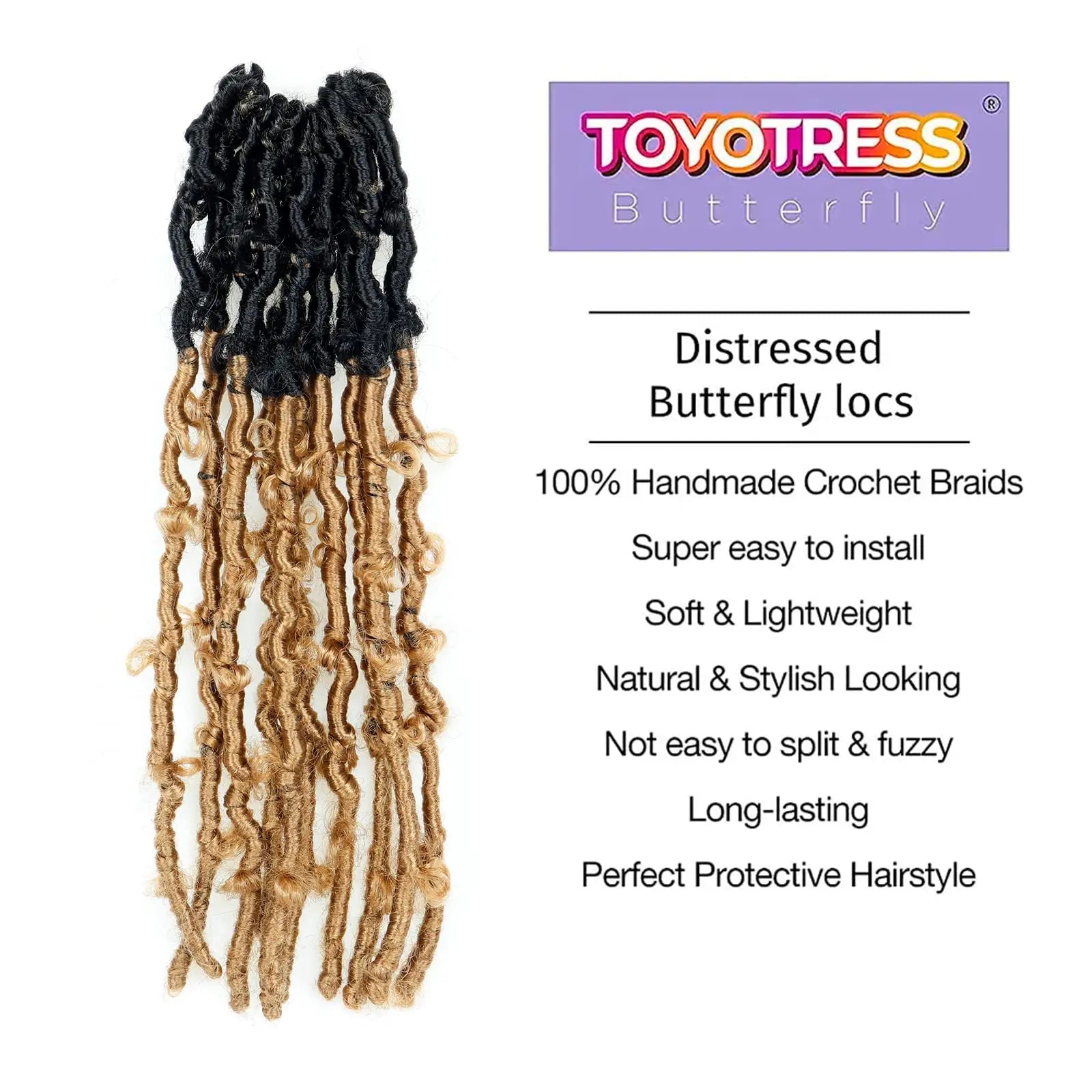 ( US ONLY) FAST SHIPPING DBL | Toyotress® Butterfly Locs Pre-Looped Distressed Locs Braiding Synthetic Crochet Hair Extensions Toyotress