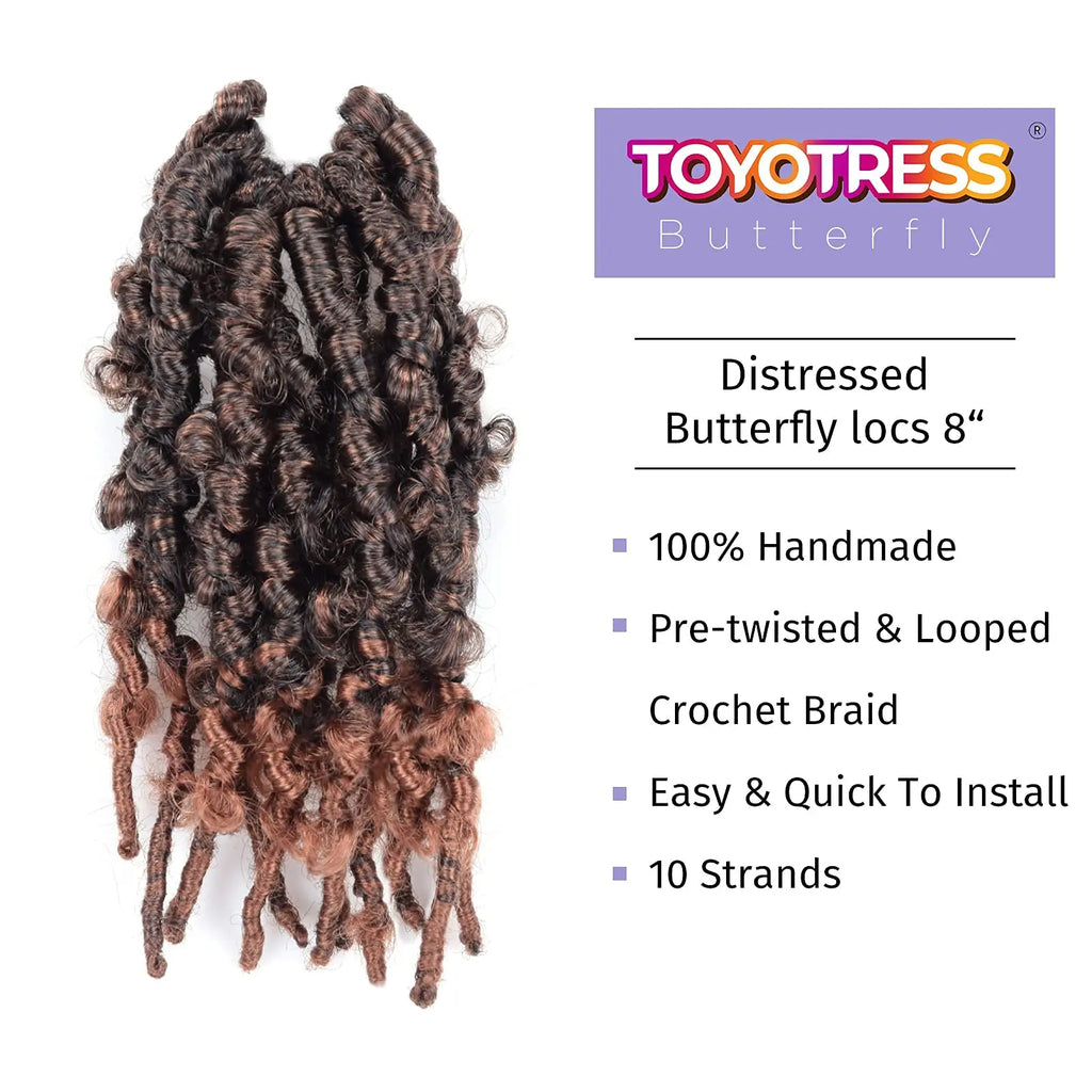 ( US ONLY) FAST SHIPPING DBL | Toyotress® Butterfly Locs Pre-Looped Distressed Locs Braiding Synthetic Crochet Hair Extensions Toyotress