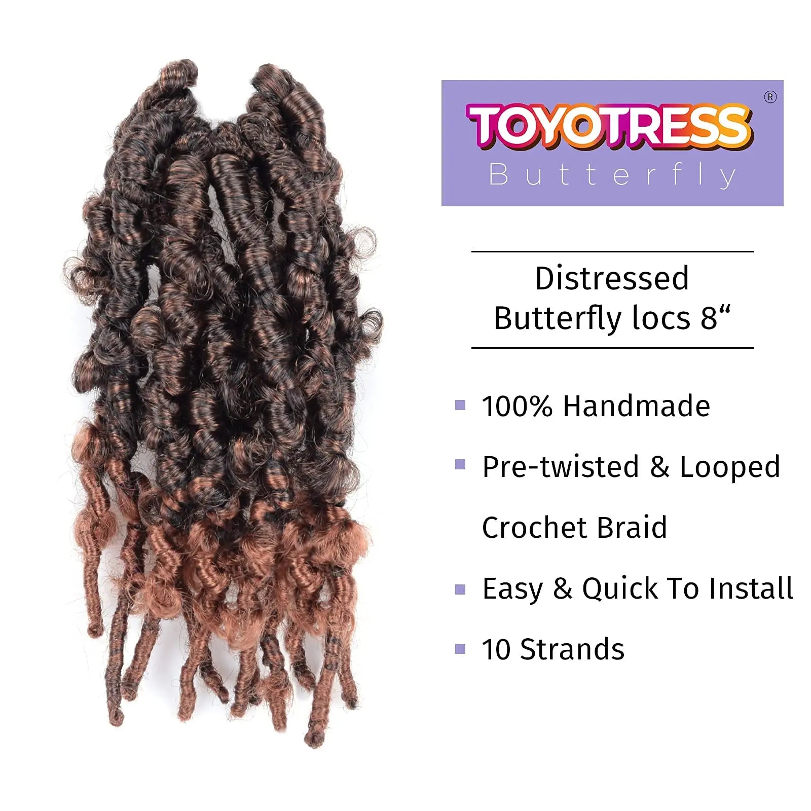 Toyotress Distressed Butterfly Locs Pre-twisted Distressed Synthetic Crochet Hair