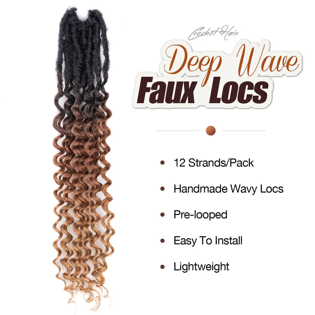 ( US ONLY) FAST SHIPPING DTL | Toyotress® Unique Deep Wave Locs Crochet French Locs With Long Curly Ends Crochet Hair Pre Looped Deep Wave Locs Braiding Hair For Women Toyotress
