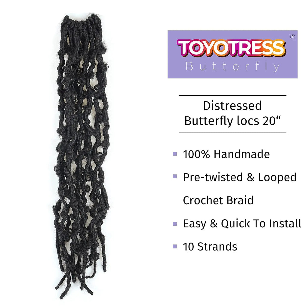 ( US ONLY) FAST SHIPPING DBL | Toyotress® Butterfly Locs Pre-Looped Distressed Locs Braiding Synthetic Crochet Hair Extensions Toyotress